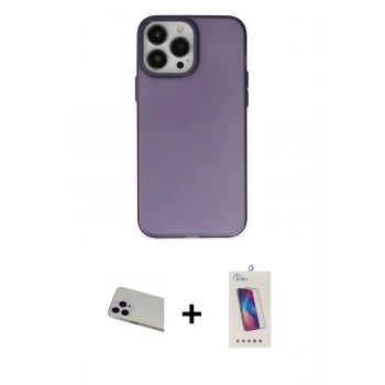 MARSİLYAN™- iPhone 13 Pro Max Kılıf Ahenk Çizgi Prime - Siyah Joko 5D Cam + Rainbow Kamera Lens Koruma Cam - MR