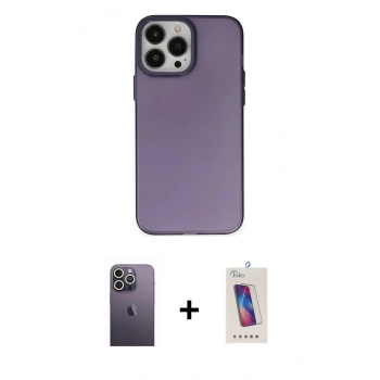 MARSİLYAN™- iPhone 13 Pro Max Kılıf Ahenk Çizgi Prime - Siyah Joko 5D Cam + Neon Fosforlu Kamera Lens - BZ