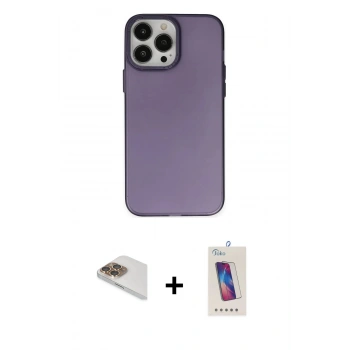 MARSİLYAN™- iPhone 13 Pro Max Kılıf Ahenk Çizgi Prime - Siyah Joko 5D Cam + Pers Alüminyum Kamera Lens - GD