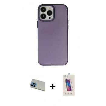 MARSİLYAN™- iPhone 13 Pro Max Kılıf Ahenk Çizgi Prime - Siyah Joko 5D Cam + Rainbow Kamera Lens Koruma Cam - MI