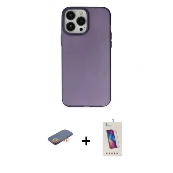MARSİLYAN™- iPhone 13 Pro Max Kılıf Ahenk Çizgi Prime - Siyah Joko 5D Cam + Renkli Kamera Lens Koruma Cam - TU