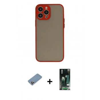 MARSİLYAN™- iPhone 13 Pro Max Kılıf Ahenk Çizgi Serisi - Şeffaf 360 Full Body Arka Koruyucu + Shine Kamera Lens Koruma Cam - GI