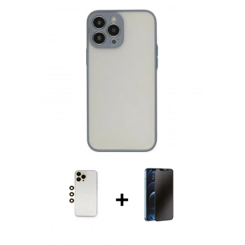 MARSİLYAN™- iPhone 13 Pro Max Kılıf Ahenk Çizgi Serisi - Siyah 3D Antistatik Hayalet Cam Ekran Koruyucu + Shine Kamera Lens - GD