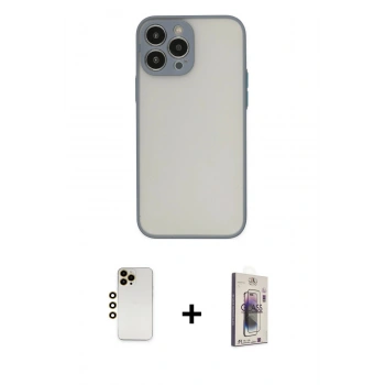 MARSİLYAN™- iPhone 13 Pro Max Kılıf Ahenk Çizgi Serisi - Siyah Bilvis 3D Cam Ekran Koruyucu + Shine Kamera Lens - GD