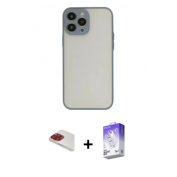 MARSİLYAN™- iPhone 13 Pro Max Kılıf Ahenk Çizgi Serisi - Siyah Bilvis 5in1 3D Magic Cam Ekran Koruyucu + Pers Alüminyum Kamera Lens - KI