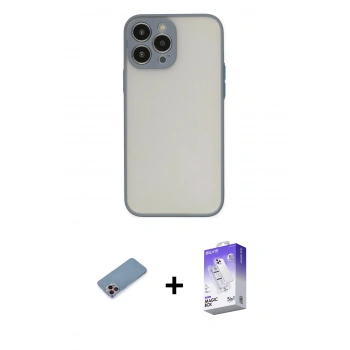 MARSİLYAN™- iPhone 13 Pro Max Kılıf Ahenk Çizgi Serisi - Siyah Bilvis 5in1 3D Magic Cam Ekran Koruyucu + Shine Kamera Lens Koruma Cam - PE