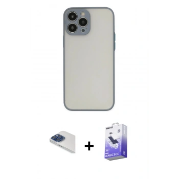 MARSİLYAN™- iPhone 13 Pro Max Kılıf Ahenk Çizgi Serisi - Siyah Bilvis 5in1 5D Magic Hayalet Cam Ekran Koruyucu + Pers Alüminyum Kamera Lens - LT