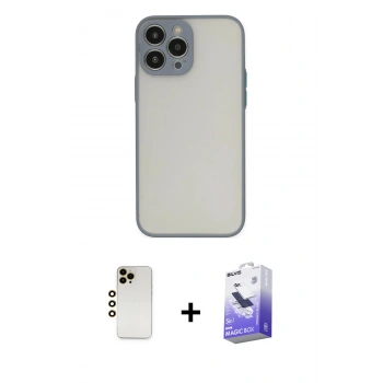 MARSİLYAN™- iPhone 13 Pro Max Kılıf Ahenk Çizgi Serisi - Siyah Bilvis 5in1 5D Magic Hayalet Cam Ekran Koruyucu + Shine Kamera Lens - GD