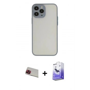 MARSİLYAN™- iPhone 13 Pro Max Kılıf Ahenk Çizgi Serisi - Siyah Bilvis 5in1 5D Magic Hayalet Cam Ekran Koruyucu + Rainbow Kamera Lens Koruma Cam - KI