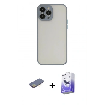 MARSİLYAN™- iPhone 13 Pro Max Kılıf Ahenk Çizgi Serisi - Siyah Bilvis 5in1 5D Magic Hayalet Cam Ekran Koruyucu + Renkli Kamera Lens Koruma Cam - SI