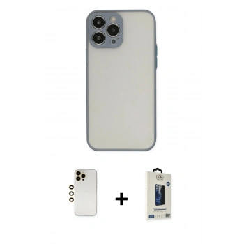 MARSİLYAN™- iPhone 13 Pro Max Kılıf Ahenk Çizgi Serisi - Siyah Bilvis Hayalet Cam Ekran Koruyucu + Shine Kamera Lens - GD