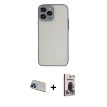 MARSİLYAN™- iPhone 13 Pro Max Kılıf Ahenk Çizgi Serisi - Siyah Bilvis Hayalet Cam Ekran Koruyucu + Rainbow Kamera Lens Koruma Cam - MI