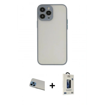 MARSİLYAN™- iPhone 13 Pro Max Kılıf Ahenk Çizgi Serisi - Siyah Bilvis Hayalet Cam Ekran Koruyucu + Rainbow Kamera Lens Koruma Cam - MI