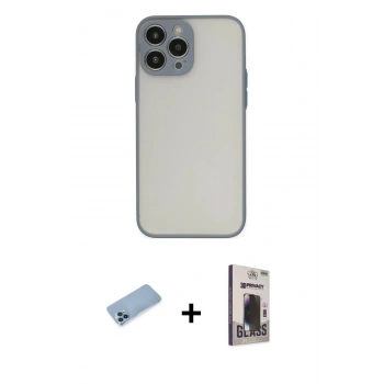 MARSİLYAN™- iPhone 13 Pro Max Kılıf Ahenk Çizgi Serisi - Siyah Bilvis Hayalet Cam Ekran Koruyucu + Shine Kamera Lens Koruma Cam - MI