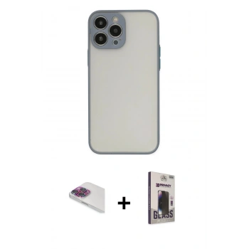 MARSİLYAN™- iPhone 13 Pro Max Kılıf Ahenk Çizgi Serisi - Siyah Bilvis Hayalet Cam Ekran Koruyucu + Pers Alüminyum Kamera Lens - GI
