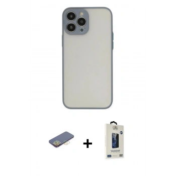 MARSİLYAN™- iPhone 13 Pro Max Kılıf Ahenk Çizgi Serisi - Siyah Bilvis Hayalet Cam Ekran Koruyucu + Renkli Kamera Lens Koruma Cam - SI