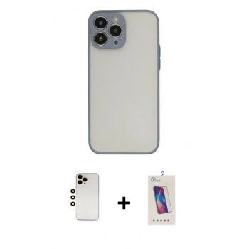 MARSİLYAN™- iPhone 13 Pro Max Kılıf Ahenk Çizgi Serisi - Siyah Joko 5D Cam + Shine Kamera Lens - GD