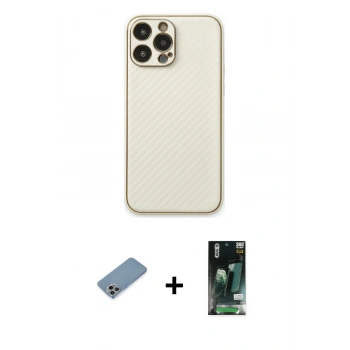MARSİLYAN™- iPhone 13 Pro Max Kılıf Ahenk Işık - Şeffaf 360 Full Body Arka Koruyucu + Shine Kamera Lens Koruma Cam - GI