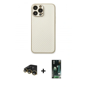 MARSİLYAN™- iPhone 13 Pro Max Kılıf Ahenk Işık - Şeffaf 360 Full Body Arka Koruyucu + Raze Metal Kamera Lens - GD