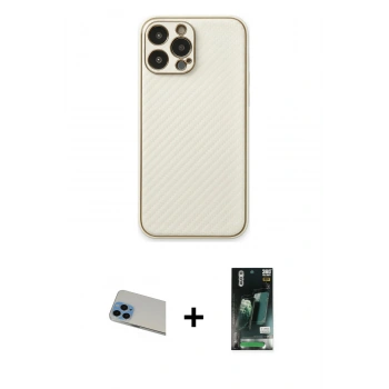 MARSİLYAN™- iPhone 13 Pro Max Kılıf Ahenk Işık - Şeffaf 360 Full Body Arka Koruyucu + Rainbow Kamera Lens Koruma Cam - MI