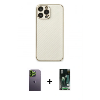 MARSİLYAN™- iPhone 13 Pro Max Kılıf Ahenk Işık - Şeffaf 360 Full Body Arka Koruyucu + Neon Fosforlu Kamera Lens - YL