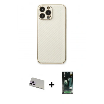 MARSİLYAN™- iPhone 13 Pro Max Kılıf Ahenk Işık - Şeffaf 360 Full Body Arka Koruyucu + Rainbow Kamera Lens Koruma Cam - MR