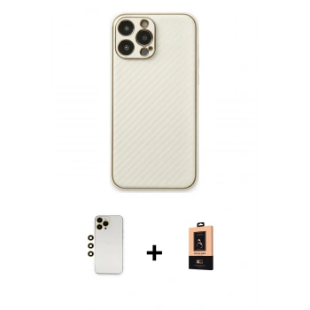 MARSİLYAN™- iPhone 13 Pro Max Kılıf Ahenk Işık - Şeffaf Maxco Cam Ekran Koruyucu + Shine Kamera Lens - GD