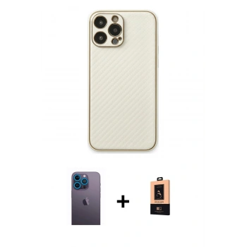 MARSİLYAN™- iPhone 13 Pro Max Kılıf Ahenk Işık - Şeffaf Maxco Cam Ekran Koruyucu + Neon Fosforlu Kamera Lens - MI