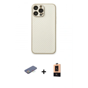 MARSİLYAN™- iPhone 13 Pro Max Kılıf Ahenk Işık - Şeffaf Maxco Cam Ekran Koruyucu + Renkli Kamera Lens Koruma Cam - MI