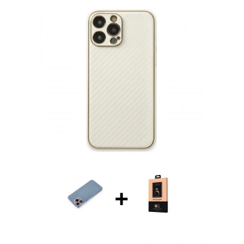 MARSİLYAN™- iPhone 13 Pro Max Kılıf Ahenk Işık - Şeffaf Maxco Cam Ekran Koruyucu + Shine Kamera Lens Koruma Cam - PE