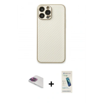 MARSİLYAN™- iPhone 13 Pro Max Kılıf Ahenk Işık - Şeffaf Pasifik Cam Ekran Koruyucu + Pers Alüminyum Kamera Lens - GI