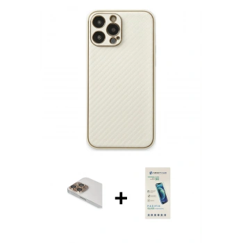 MARSİLYAN™- iPhone 13 Pro Max Kılıf Ahenk Işık - Şeffaf Pasifik Cam Ekran Koruyucu + Pers Alüminyum Kamera Lens - GD