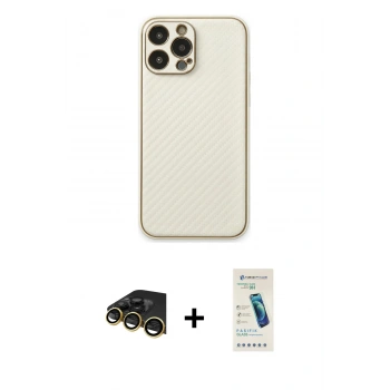 MARSİLYAN™- iPhone 13 Pro Max Kılıf Ahenk Işık - Şeffaf Pasifik Cam Ekran Koruyucu + Raze Metal Kamera Lens - GD