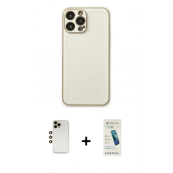 MARSİLYAN™- iPhone 13 Pro Max Kılıf Ahenk Işık - Şeffaf Pasifik Cam Ekran Koruyucu + Shine Kamera Lens - GD