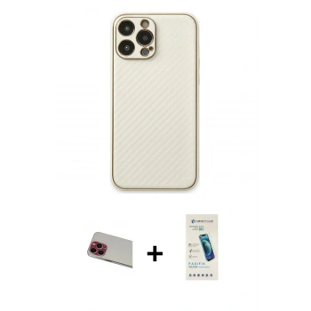 MARSİLYAN™- iPhone 13 Pro Max Kılıf Ahenk Işık - Şeffaf Pasifik Cam Ekran Koruyucu + Rainbow Kamera Lens Koruma Cam - KI