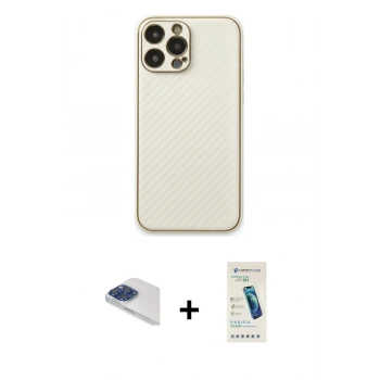 MARSİLYAN™- iPhone 13 Pro Max Kılıf Ahenk Işık - Şeffaf Pasifik Cam Ekran Koruyucu + Pers Alüminyum Kamera Lens - LT