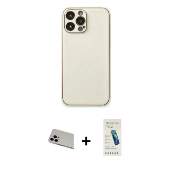 MARSİLYAN™- iPhone 13 Pro Max Kılıf Ahenk Işık - Şeffaf Pasifik Cam Ekran Koruyucu + Rainbow Kamera Lens Koruma Cam - MR