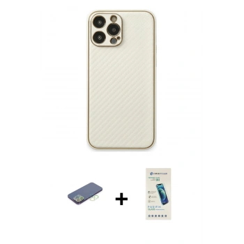 MARSİLYAN™- iPhone 13 Pro Max Kılıf Ahenk Işık - Şeffaf Pasifik Cam Ekran Koruyucu + Renkli Kamera Lens Koruma Cam - YL