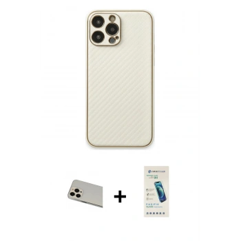 MARSİLYAN™- iPhone 13 Pro Max Kılıf Ahenk Işık - Şeffaf Pasifik Cam Ekran Koruyucu + Rainbow Kamera Lens Koruma Cam - REGD