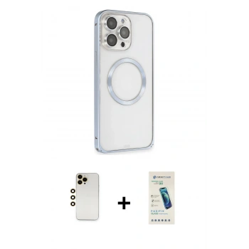 MARSİLYAN™- iPhone 13 Pro Max Kılıf Ahenk Işık Serisi - Şeffaf Pasifik Cam Ekran Koruyucu + Shine Kamera Lens - GD