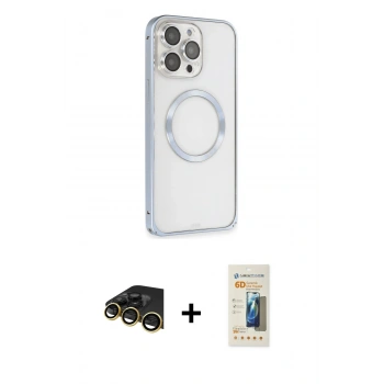 MARSİLYAN™- iPhone 13 Pro Max Kılıf Ahenk Işık Serisi - Siyah 6D Mat Seramik Hayalet Nano Ekran Koruyucu + Raze Metal Kamera Lens - GD