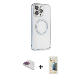 MARSİLYAN™- iPhone 13 Pro Max Kılıf Ahenk Işık Serisi - Siyah 6D Mat Seramik Hayalet Nano Ekran Koruyucu + Pers Alüminyum Kamera Lens - GI