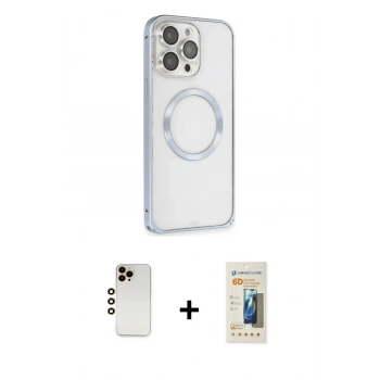 MARSİLYAN™- iPhone 13 Pro Max Kılıf Ahenk Işık Serisi - Siyah 6D Mat Seramik Hayalet Nano Ekran Koruyucu + Shine Kamera Lens - GD