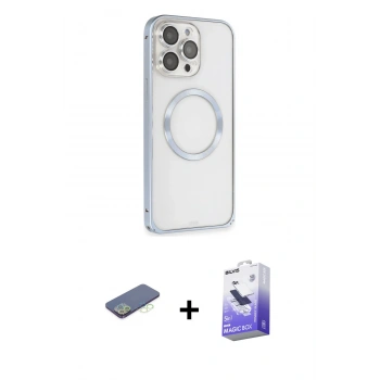 MARSİLYAN™- iPhone 13 Pro Max Kılıf Ahenk Işık Serisi - Siyah Bilvis 5in1 5D Magic Hayalet Cam Ekran Koruyucu + Renkli Kamera Lens Koruma Cam - YL