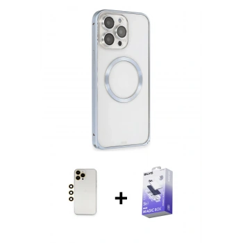 MARSİLYAN™- iPhone 13 Pro Max Kılıf Ahenk Işık Serisi - Siyah Bilvis 5in1 5D Magic Hayalet Cam Ekran Koruyucu + Shine Kamera Lens - GD