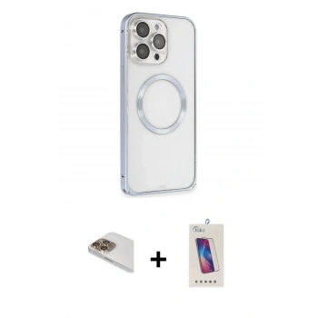 MARSİLYAN™- iPhone 13 Pro Max Kılıf Ahenk Işık Serisi - Siyah Joko 5D Cam + Pers Alüminyum Kamera Lens - GD