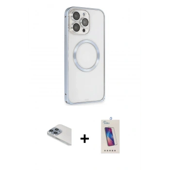 MARSİLYAN™- iPhone 13 Pro Max Kılıf Ahenk Işık Serisi - Siyah Joko 5D Cam + Pers Alüminyum Kamera Lens - SABE