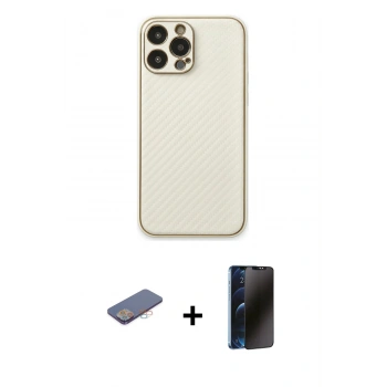 MARSİLYAN™- iPhone 13 Pro Max Kılıf Ahenk Işık - Siyah 3D Antistatik Hayalet Cam Ekran Koruyucu + Renkli Kamera Lens Koruma Cam - PE