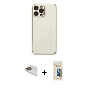 MARSİLYAN™- iPhone 13 Pro Max Kılıf Ahenk Işık - Siyah 6D Mat Seramik Hayalet Nano Ekran Koruyucu + Pers Alüminyum Kamera Lens - GD