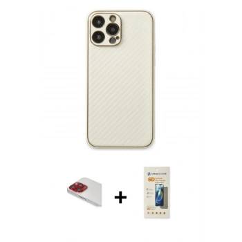 MARSİLYAN™- iPhone 13 Pro Max Kılıf Ahenk Işık - Siyah 6D Mat Seramik Hayalet Nano Ekran Koruyucu + Pers Alüminyum Kamera Lens - KI